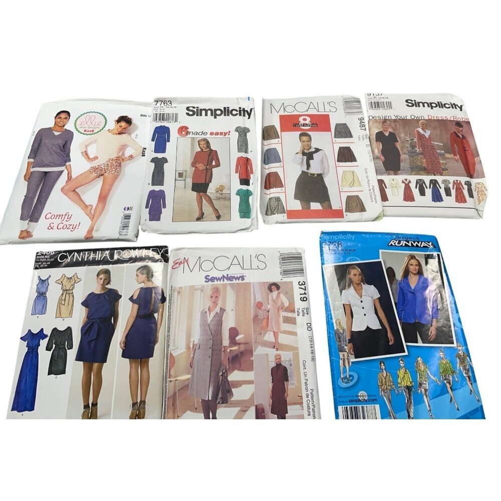 Sewing‎ Pattern Lot of 6 Womens Shirts Dress Lounge Sizes 12-22